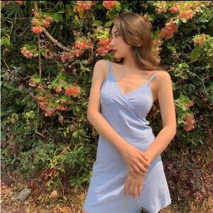 brandy melville blue & white floral amara dress🦋✨